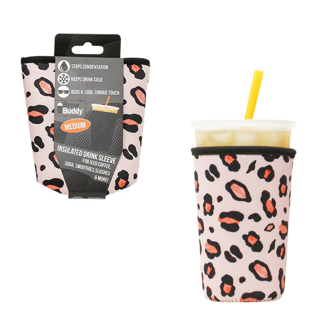 Brew Buddy Insulated Iced Coffee Sleeve - Pink Leopard